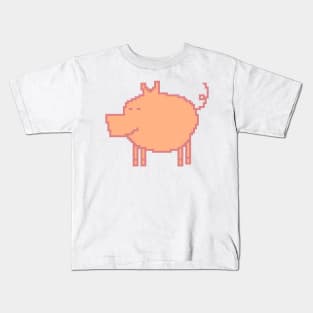 Pixelart Pig Peach Fuzz Pantone Color of the Year 2024 Kids T-Shirt